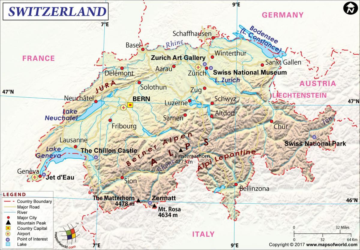 harta aeroporturilor din elveția