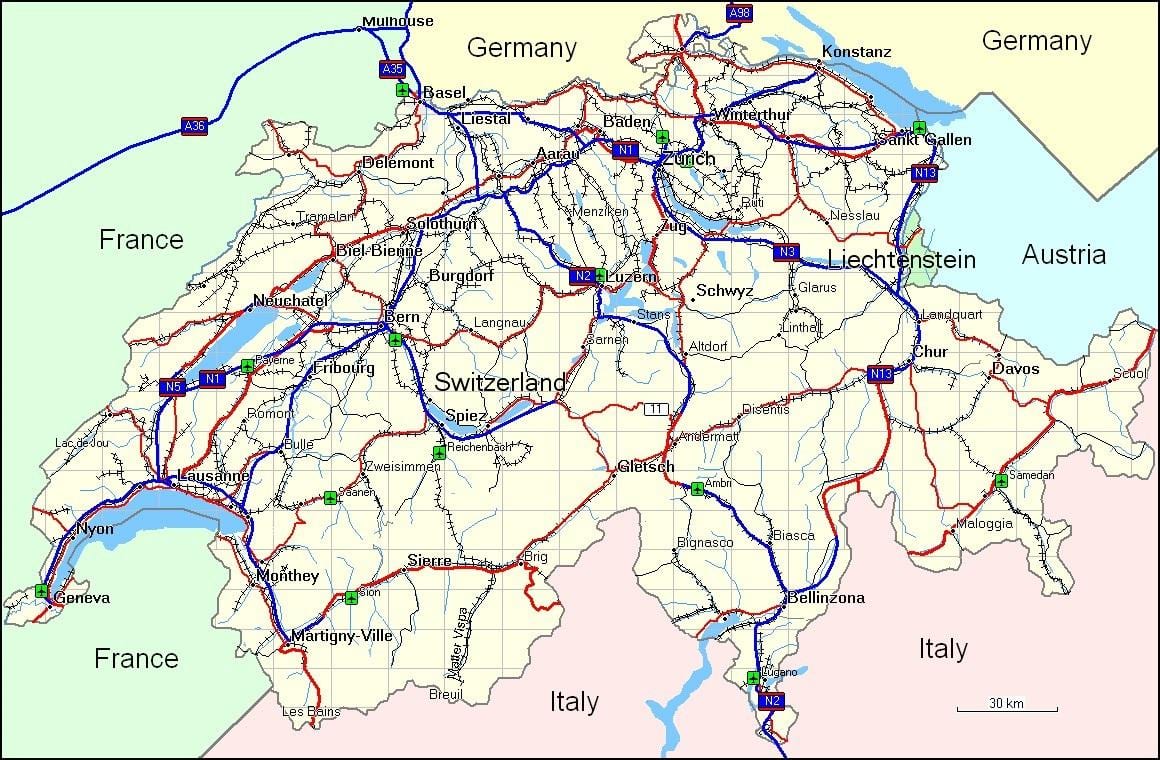 harta munții din elveția