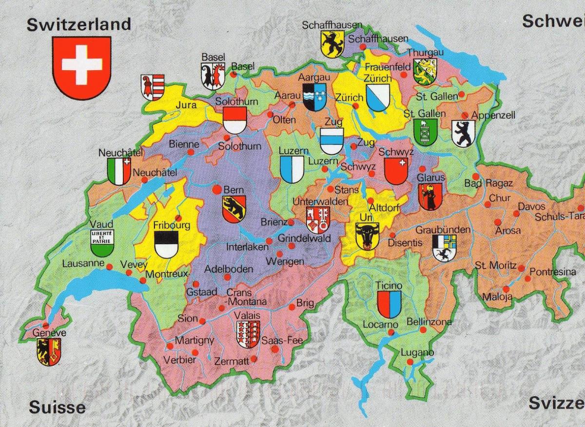 harta elvetia cu atracții turistice