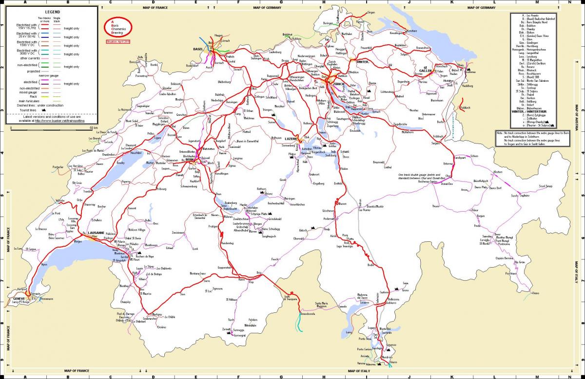 călătoria cu trenul în elveția hartă