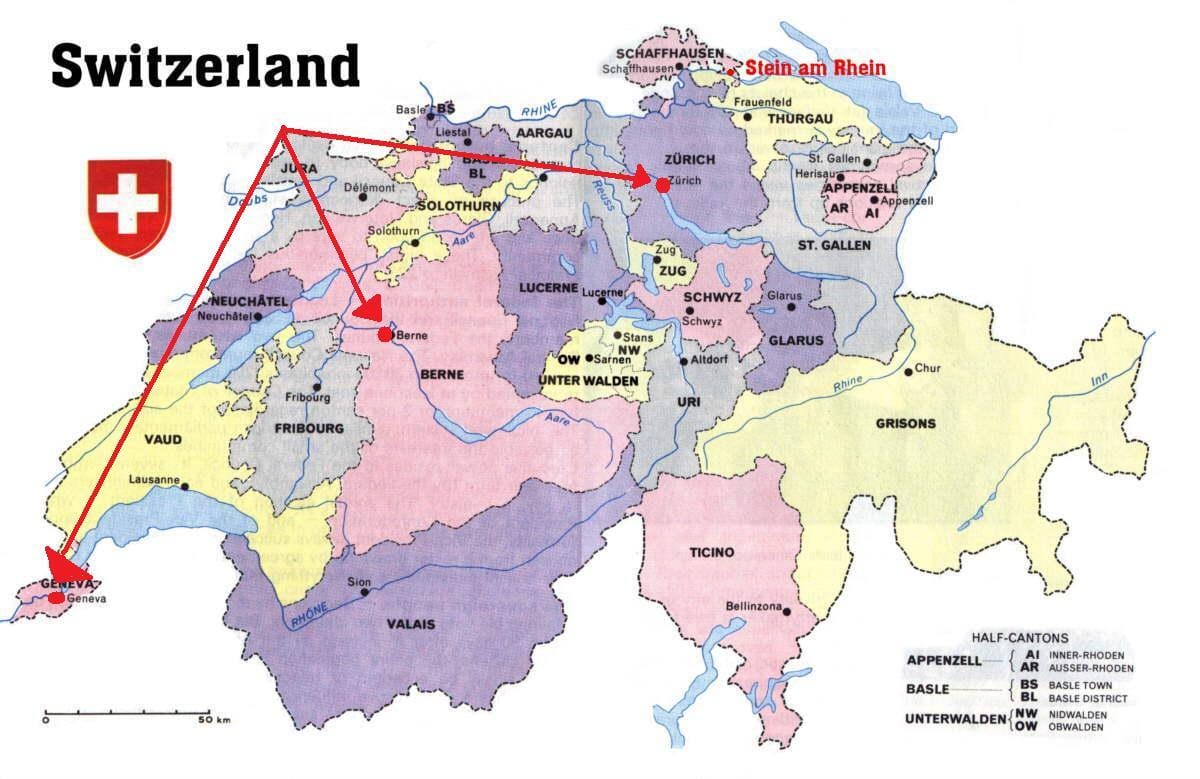 harta din zurich, elveția hartă europa