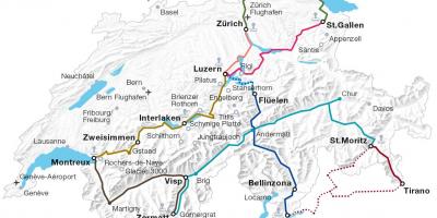 Elveția tren harta rutelor