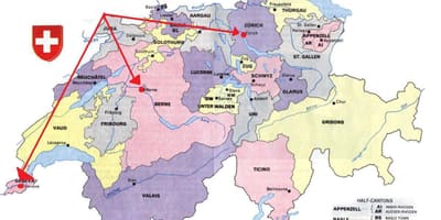 Harta din zurich, elveția hartă europa